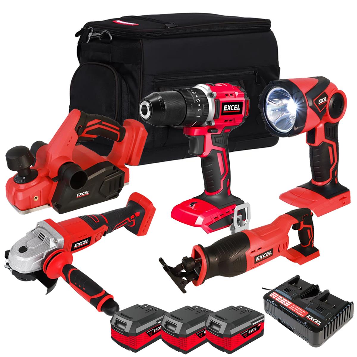 Excel 18V 5 Piece Combo Kit with 3 x 4.0Ah Batteries EXL10176