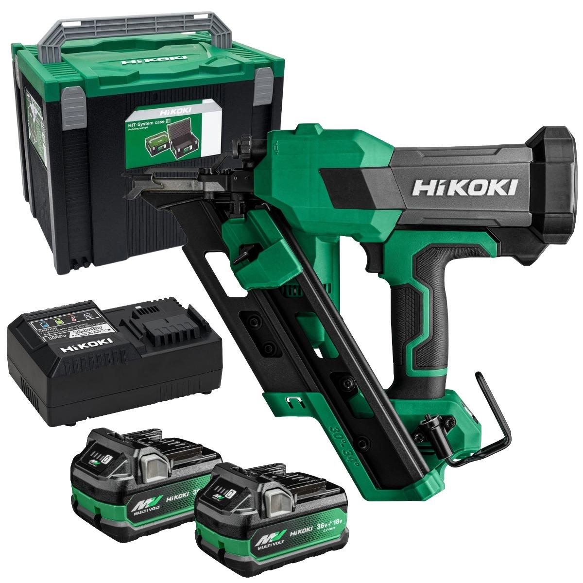 HiKOKI NR1890DCBJPZ 18V 90mm Brushless Speed Series First Fix Framing Nailer with 2 x 5.0Ah MultiVolt Battery & Charger in Case