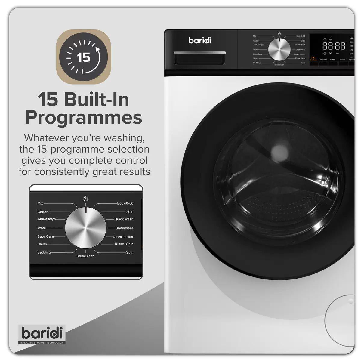 Sealey DH262 8kg Washing Machine, Front Loading 1400rpm White 240V