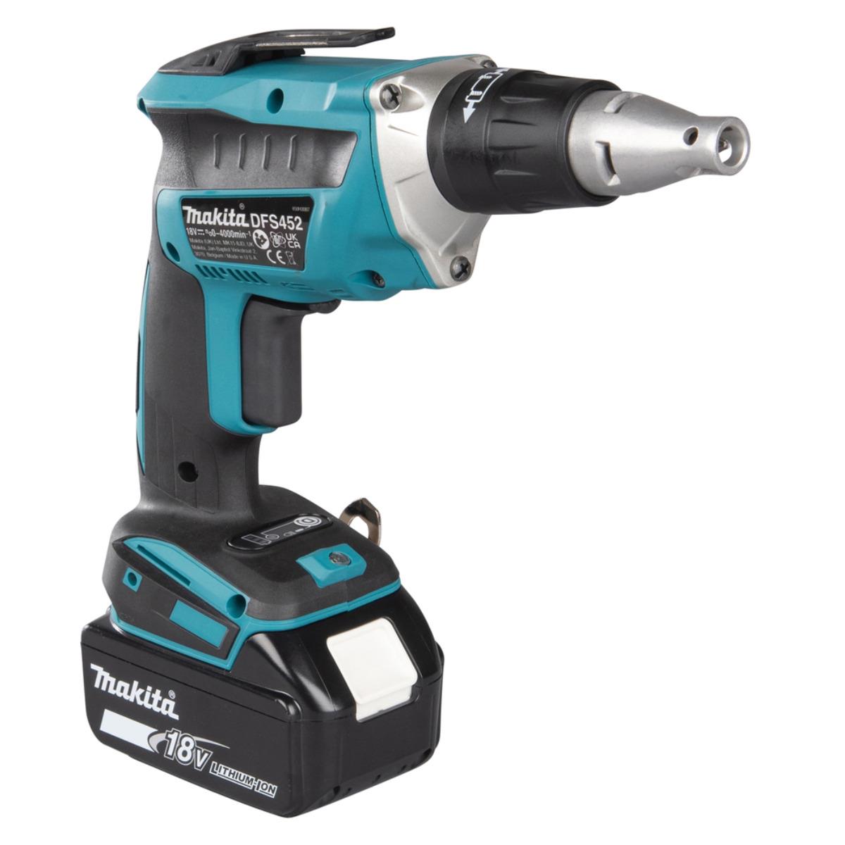 Makita DFS452TJX2 18V Brushless Collated Autofeed Drywall Screwdriver with 2 x 5.0Ah Batteries & Charger in Case