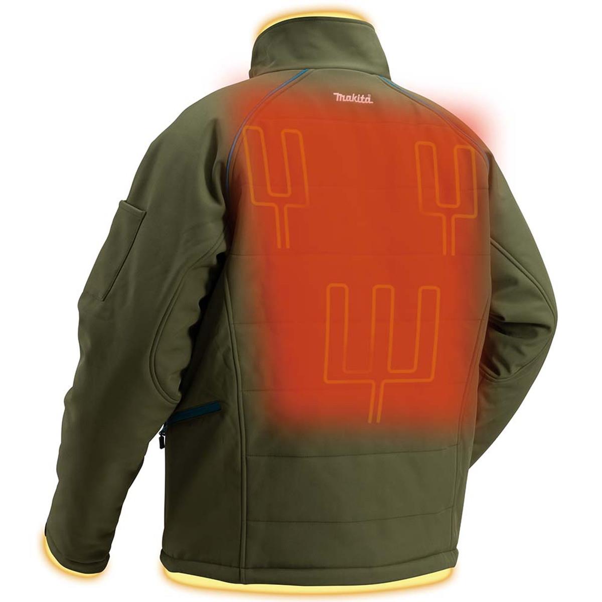 Makita DCJ205ZMO 14.4V-18V LXT Heated Jacket Olive Medium with 1 x 3.0Ah Battery & Charger