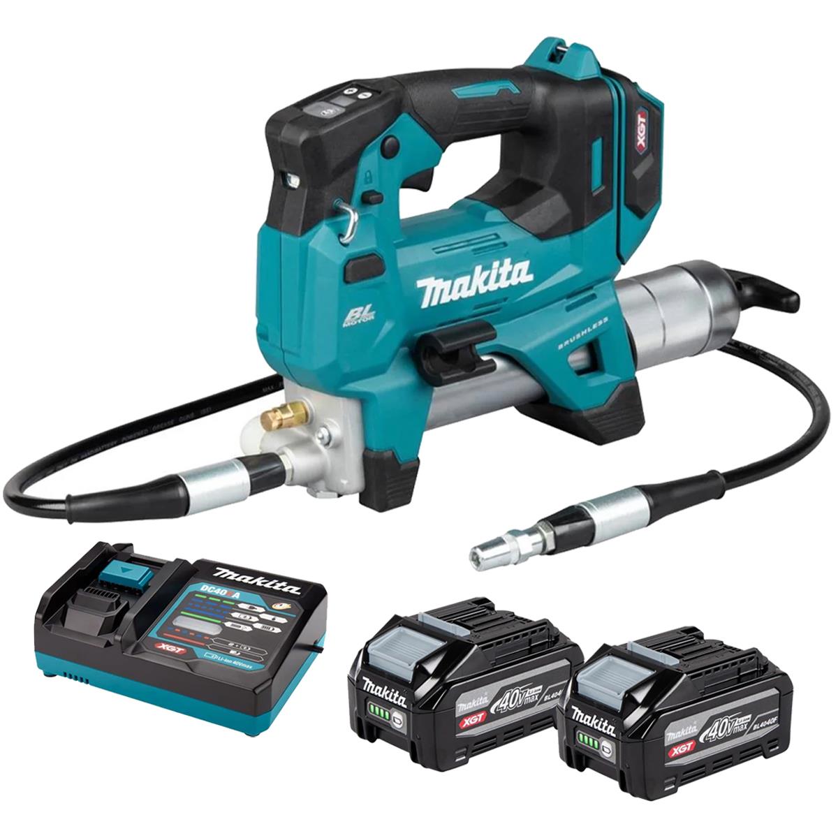 Makita GP001GZ 40V Max XGT Grease Gun with 2 x 4.0Ah Battery & Charger