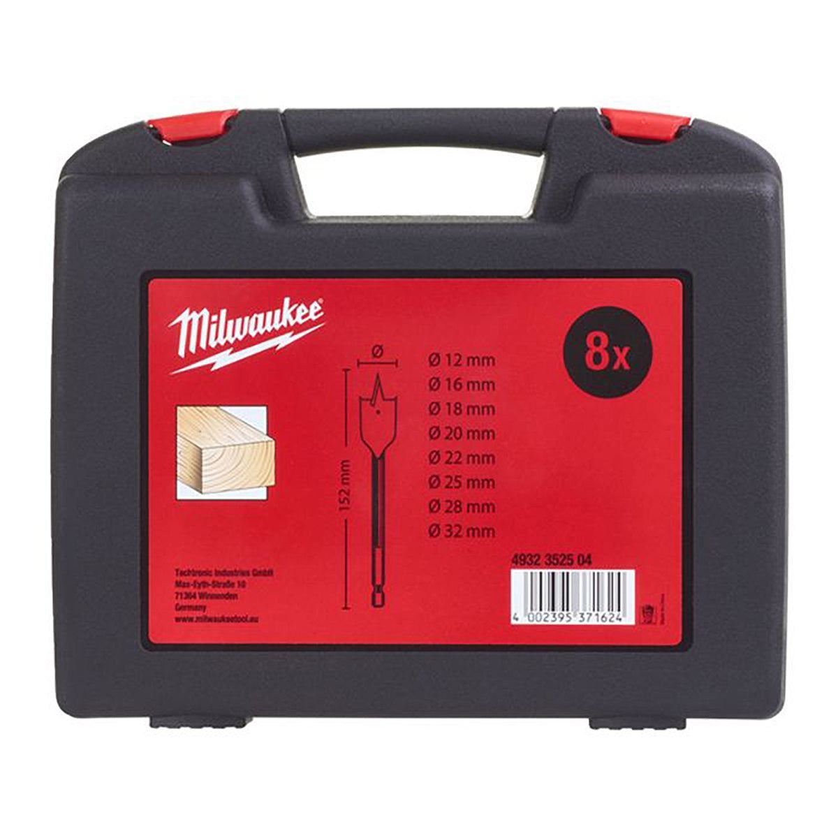 Milwaukee 8 Piece Flat Boring Wood Drill Bit Set 4932352504