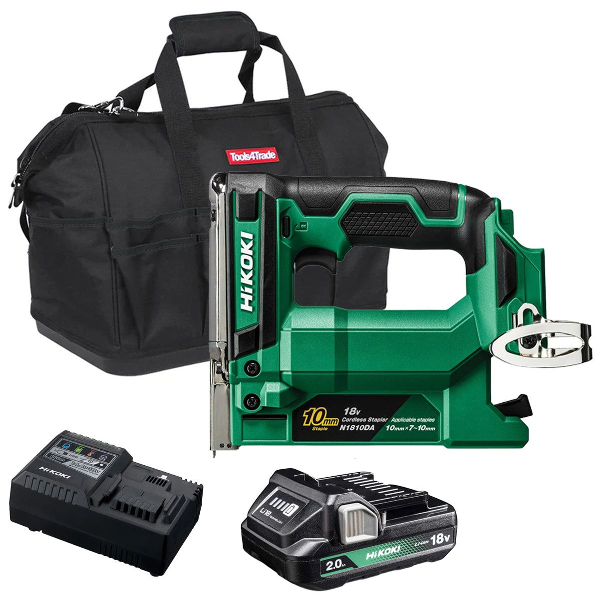 Hikoki N1810DAW4Z 18V 10mm Crown Width Fine Wire Stapler with 1 x 2.0Ah Battery Charger & Bag