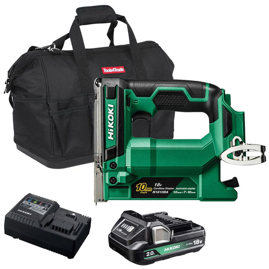 Hikoki N1810DAW4Z 18V 10mm Crown Width Fine Wire Stapler with 1 x 2.0Ah Battery Charger & Bag