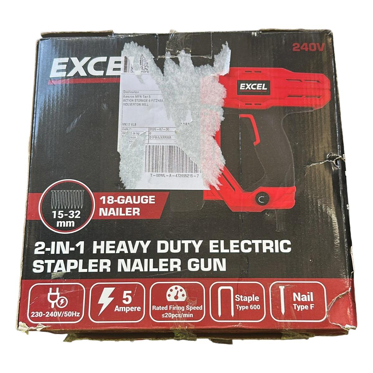 Excel 2-in-1 Electric Stapler Nailer Gun 18G Heavy Duty 240V Item Condition Used