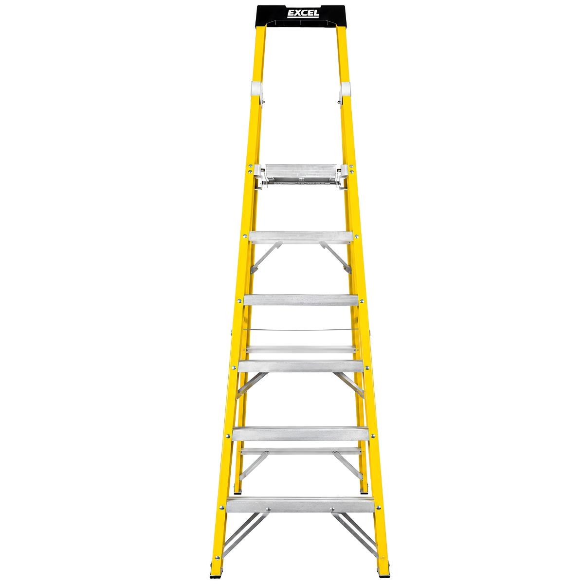 Excel Electricians Fibreglass Platform Step Ladder 6 Tread 2.04m EN131 Yellow