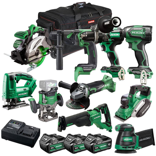 Hikoki 18V 10 Piece Power Tool Combo Kit with 3 x 5.0Ah Battery & Charger T4TKIT-27294