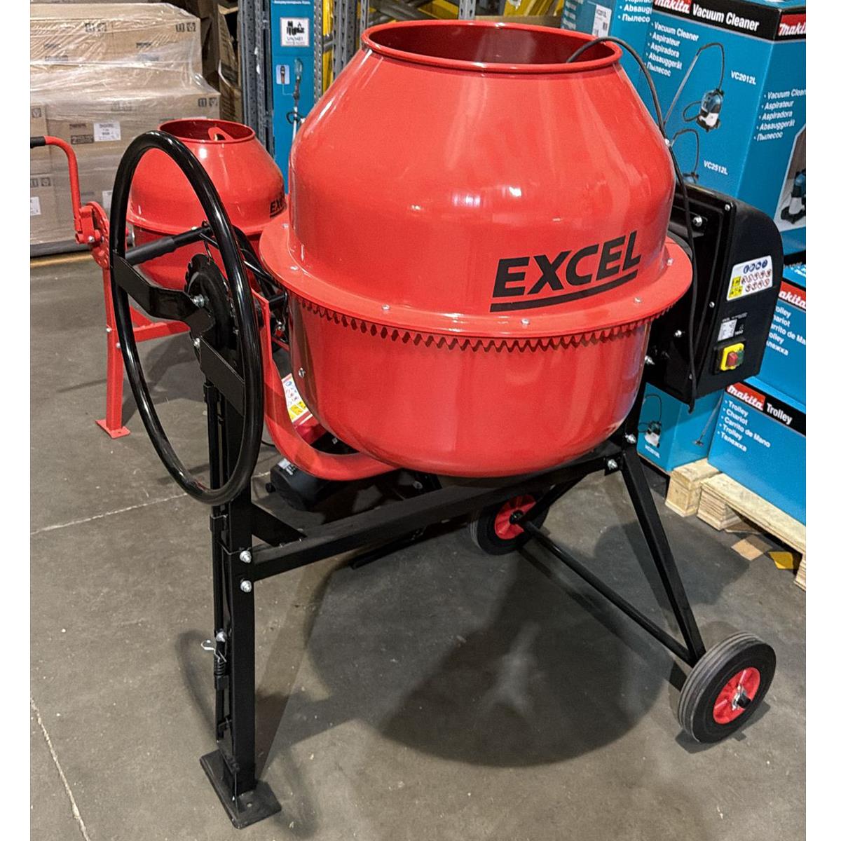 Excel 180L Portable Cement Concrete Mixer 240V/800W with Wheels Item Condition Box Opened Never Used - Collection Only