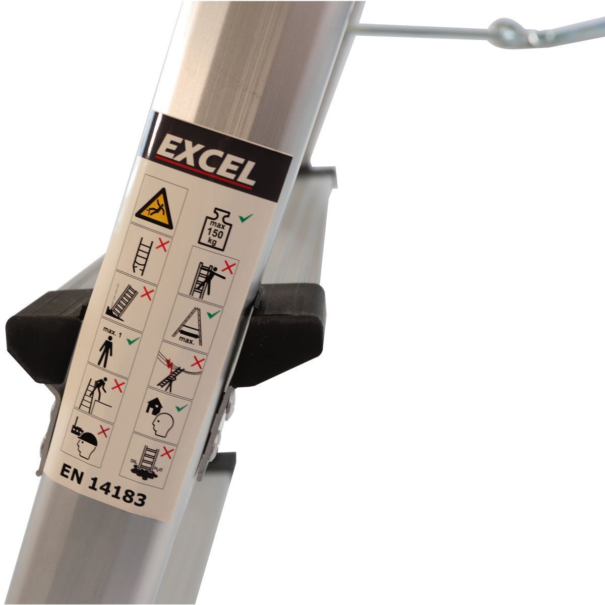 Excel Heavy Duty Fibreglass 6 Tread Ladder with 3 Step Hop Up Ladder