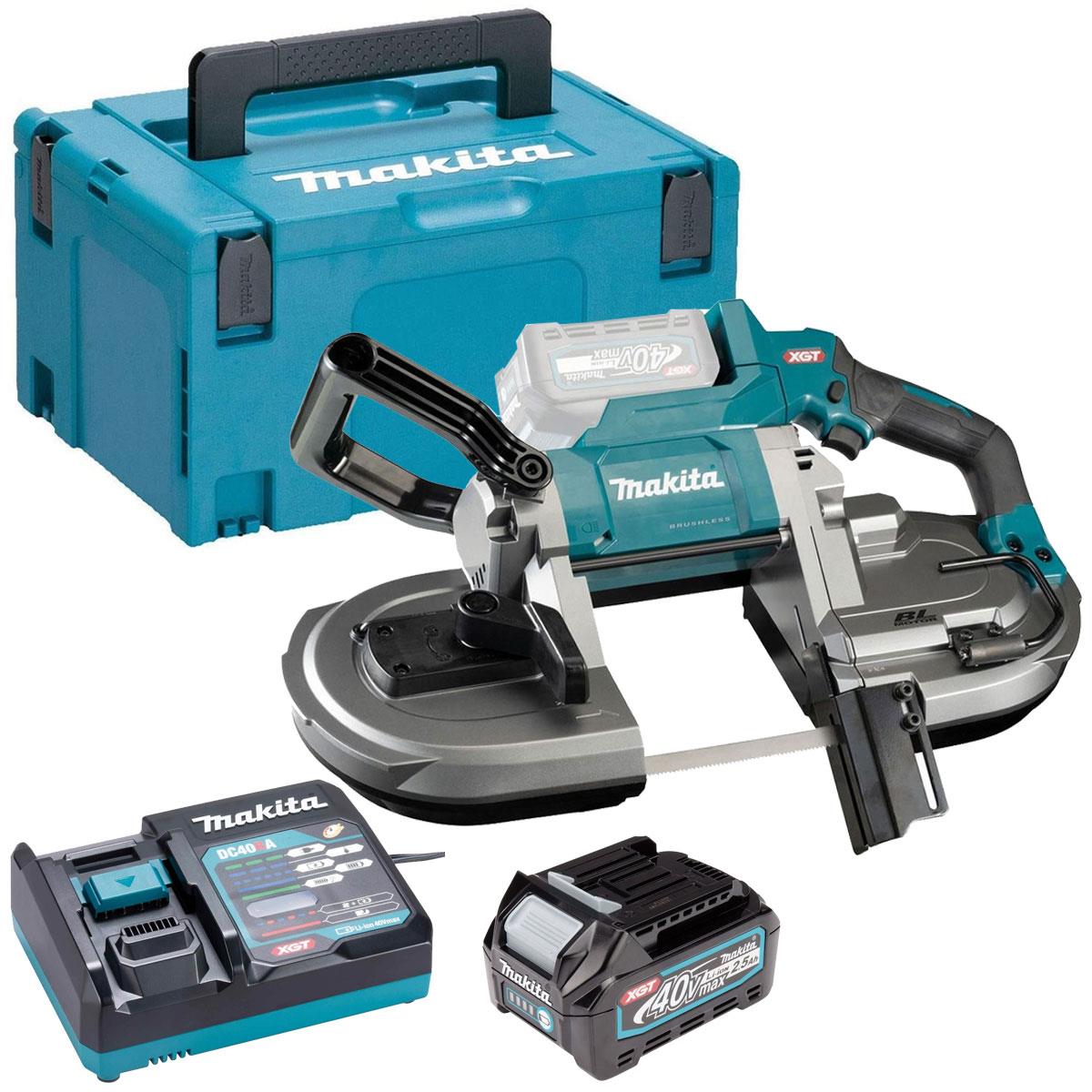 Makita PB002GZ 40V XGT Brushless Band Saw with 1 x 2.5Ah Battery Charger & Case