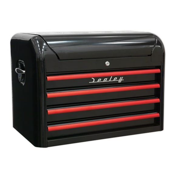 Sealey AP28104BR Topchest 4 Drawer Retro Style Black with Red