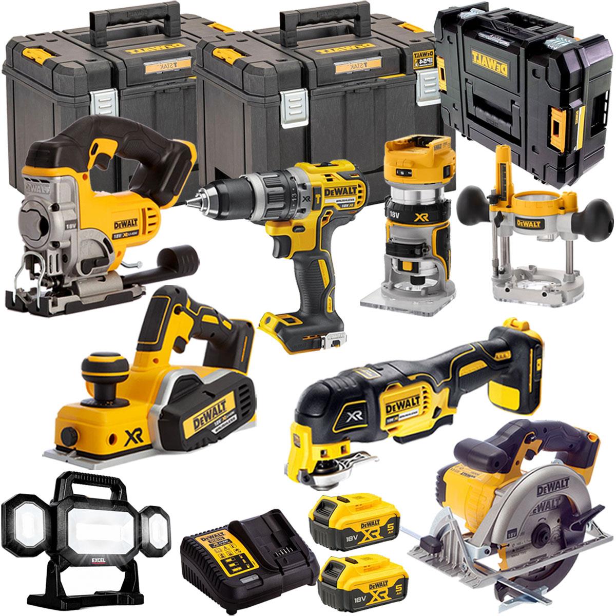 Dewalt 18V 7 Piece Power Tool Kit with 2 x 5.0Ah Batteries & Charger T4TKIT-446