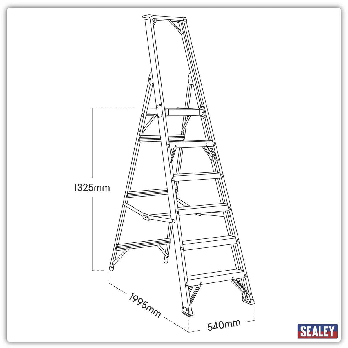 Sealey AXL6 Industrial Aluminium Step Ladder 6-Tread