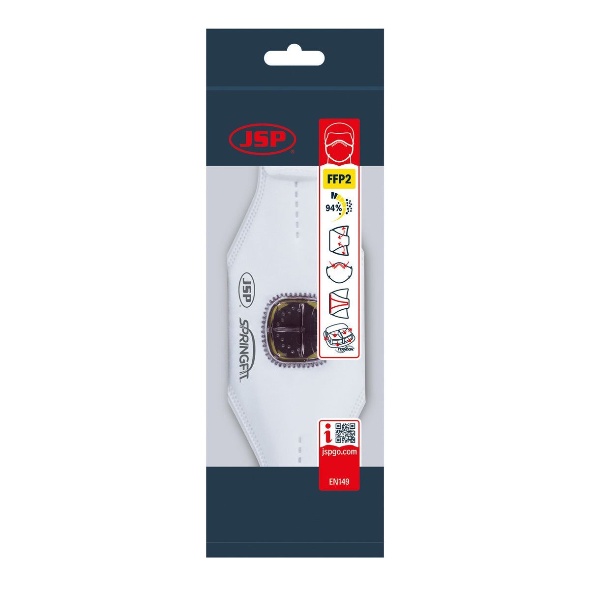 JSP Springfit Disposable Mask 425ML FFP2 With Typhoon Valved - BGA172-202-N00