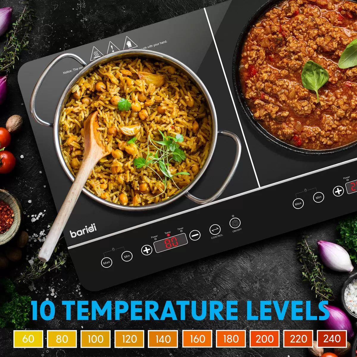 Sealey DH146 Baridi Portable Induction Hob with 2 Cooking Zones 60 x 36 x 6.5cm Black 240V