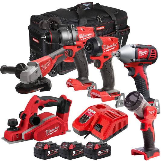 Milwaukee 18V 6 Piece Power Tool Kit with 3 x 5.0Ah Batteries T4TKITM-114
