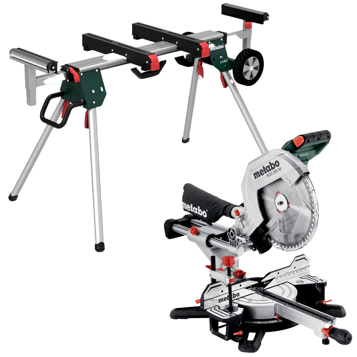 Metabo KGS 305 M 305mm Double Bevel Sliding Compound Mitre Saw 240V/1600W with KSU 251 Stand