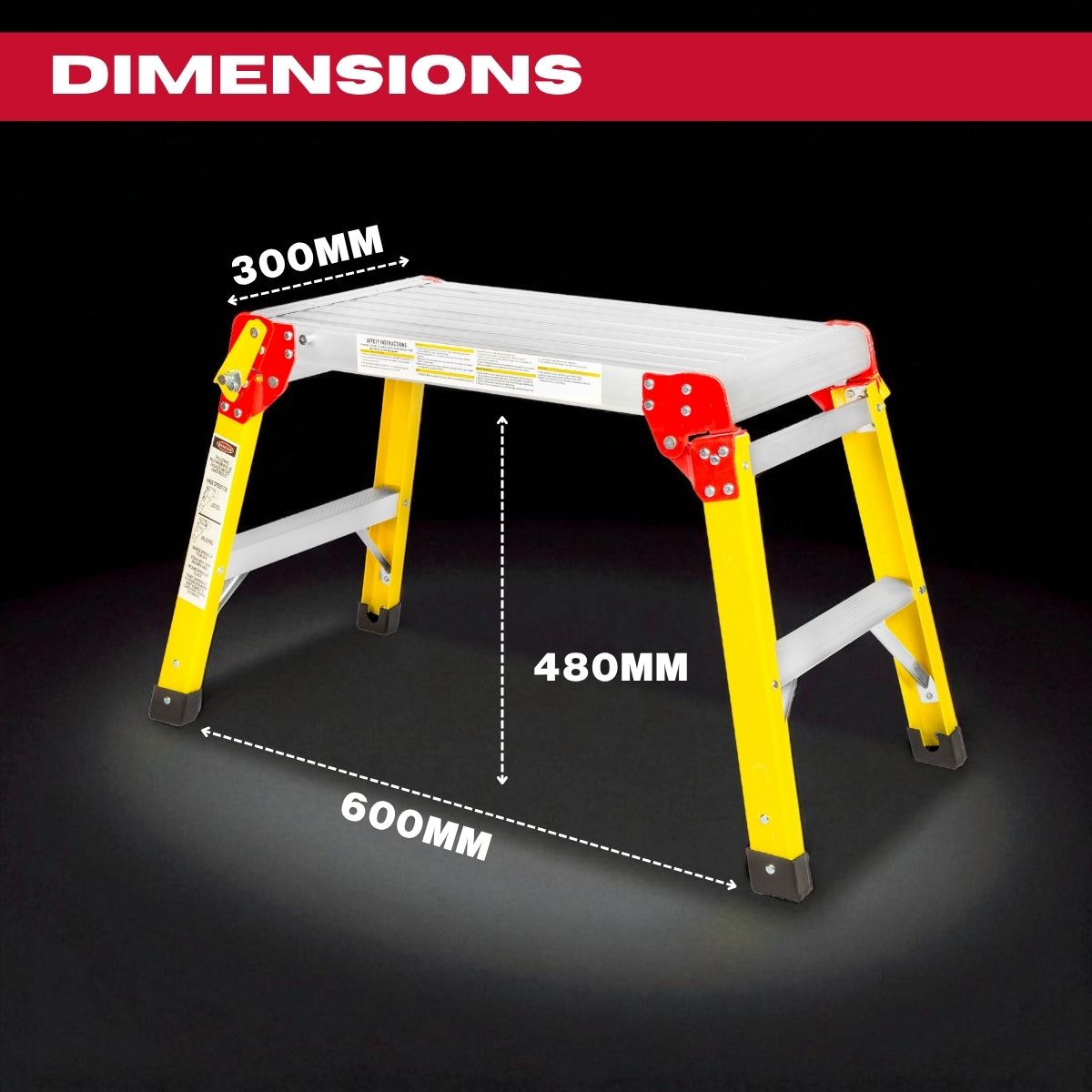 Excel Fibreglass Work Bench Platform Heavy Duty Folding Hop Up 300mm x 600mm