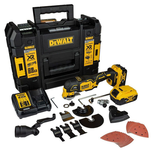 DeWalt DCS356P2-GB 18V XR Brushless Oscillating Multi-Tool with 2 x 5.0Ah Battery Charger & Case