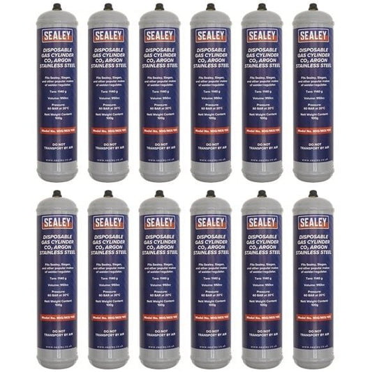 Sealey MIG/MIX/100/12 Disposable Carbon Dioxide/Argon Gas Cylinder 100g Box of 12