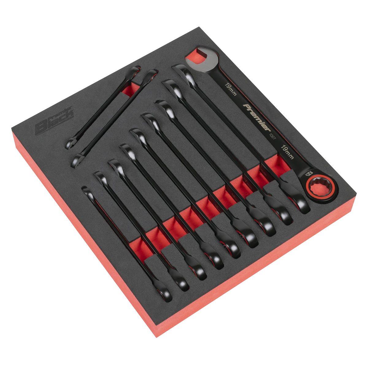 Sealey AK63940B Premier Black Combination Ratchet Spanner Set 12pc