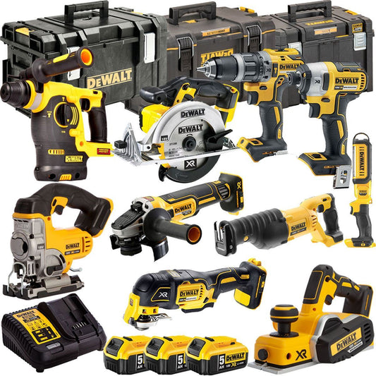 Dewalt DCKT4T10P12 18V XR 10 Piece Power Tool Kit with 3 x 5.0Ah Batteries & Toughsystem Box