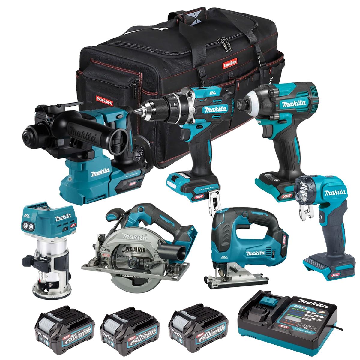 Makita 40V 7 Piece Combo Kit with 3 x 2.5Ah Batteries & Charger T4TKIT-7728
