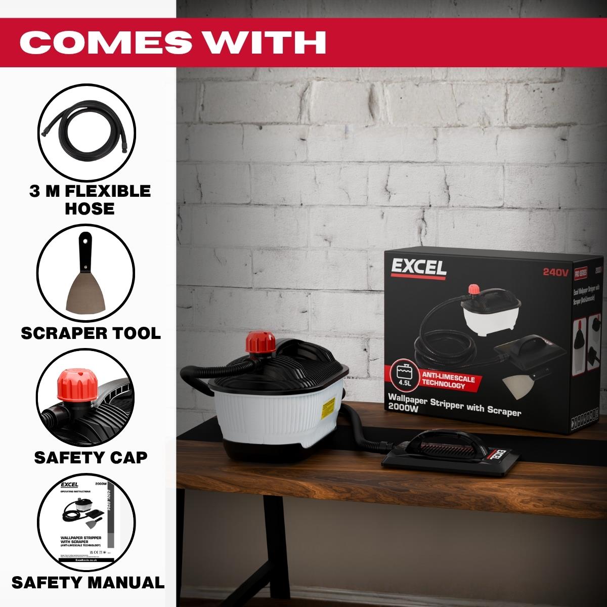Excel 2000W Electric Wallpaper Steamer Stripper 240V Item Condition Damaged Box