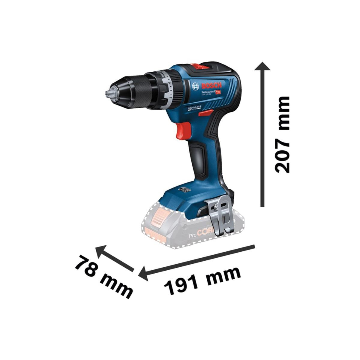 Bosch GSB 18V-55 Brushless Professional & High Performance Combi Drill Body Only 06019H5302