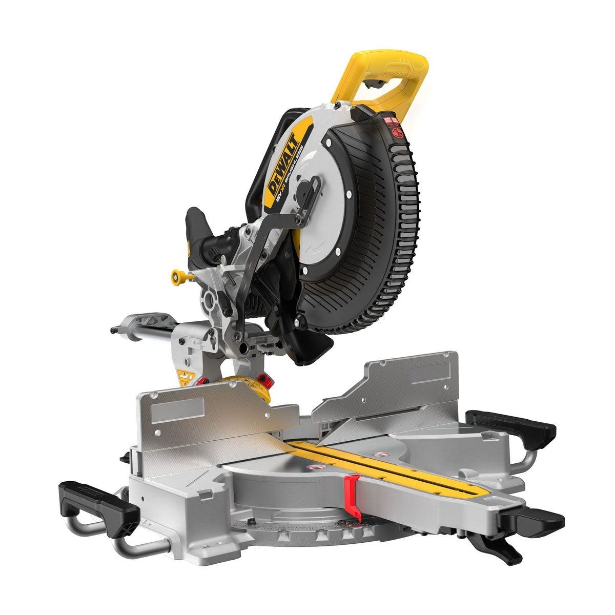 DeWalt DCS782N-XJ 18V XR Brushless Mitre Saw with 2 x 4.0Ah Battery Charger & Universal Leg stand