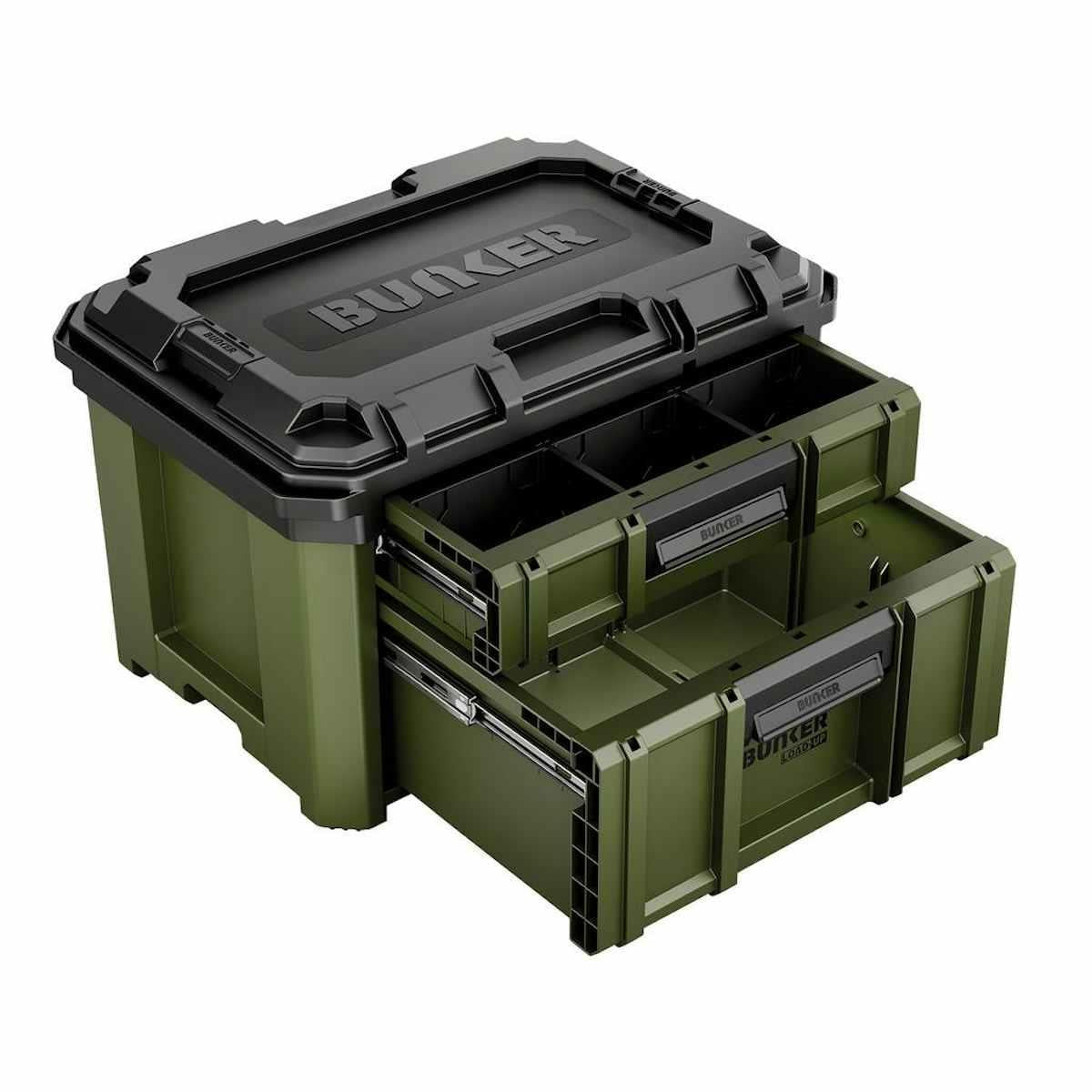 BUNKER B600-2DTB Load-Up 570mm Stacking Tool Box 2 Drawer Heavy Duty Storage 29436