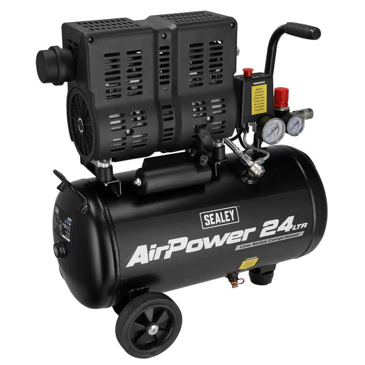 Sealey SAC2400S 24L Low Noise Oil Free Direct Drive Air Compressor 1hp 230V/13A