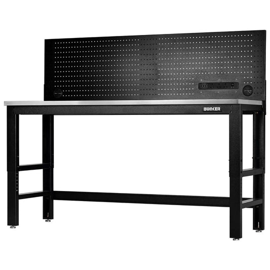 Draper B300-WB72SSPP BUNKER 1830mm Workbench with Stainless Steel Worktop & Power Pegboard 28099