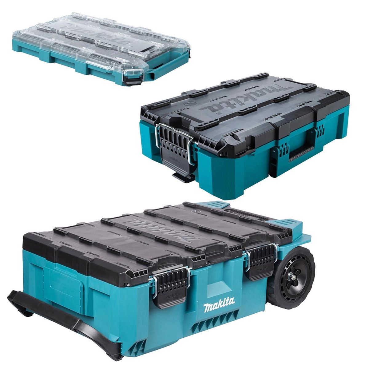 Makita MAKTRAK 3 Piece Storage Set Rolling Tool Chest, Medium Tool Box & Organiser