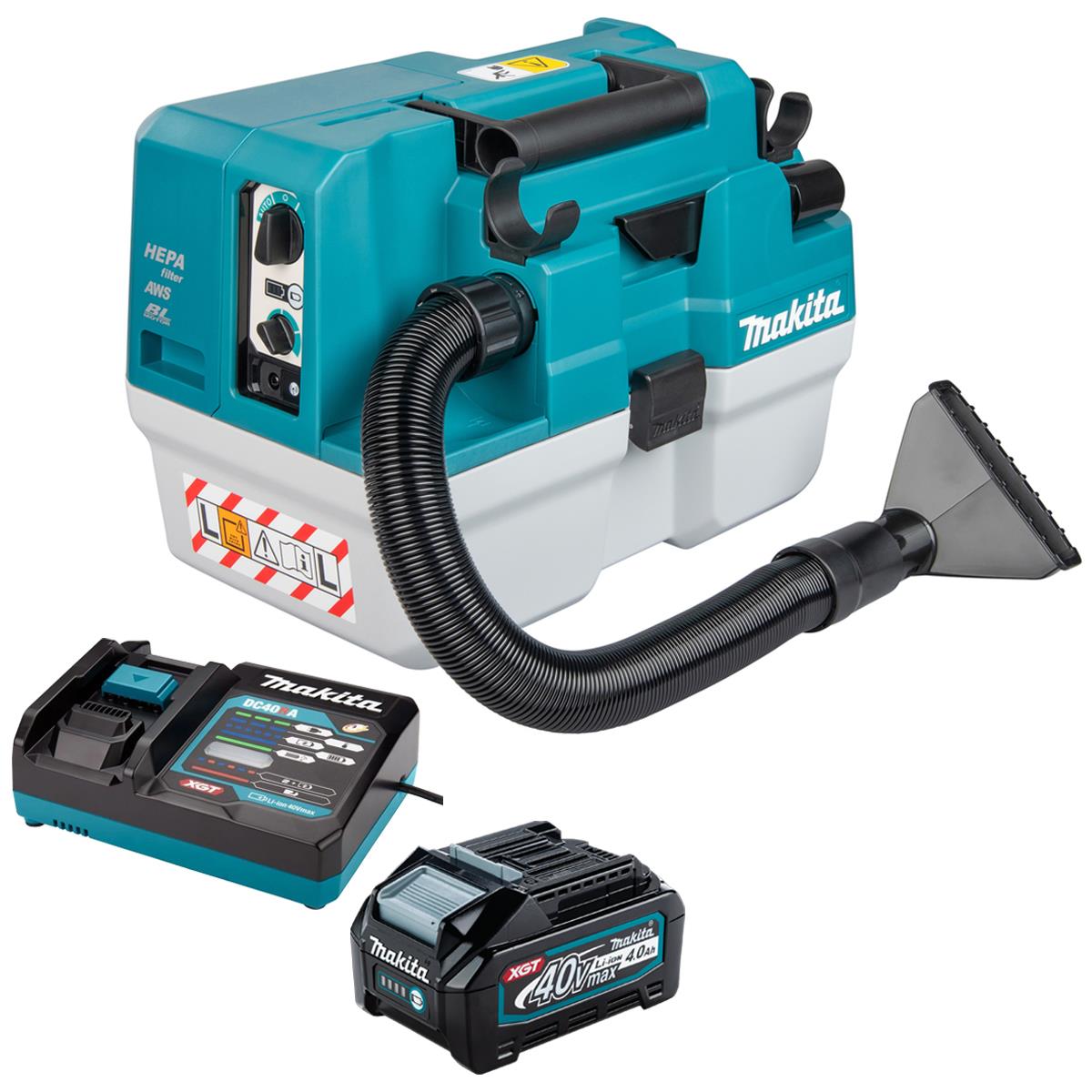 Makita VC013GLZ03 40V Max XGT Brushless Vacuum Cleaner with 1 x 4.0Ah Battery & Charger