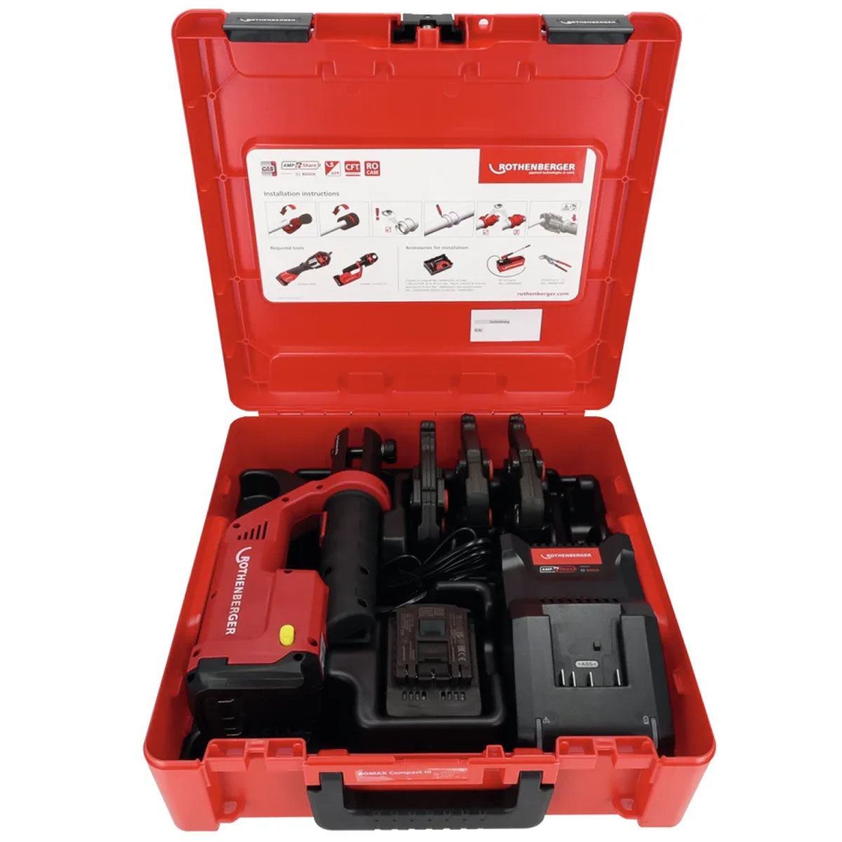 Rothenberger Romax Compact III AMP Press Machine Set SV15-22-28mm 18V with 1 x 2.0Ah Battery, Charger & Carry Case  1000004278