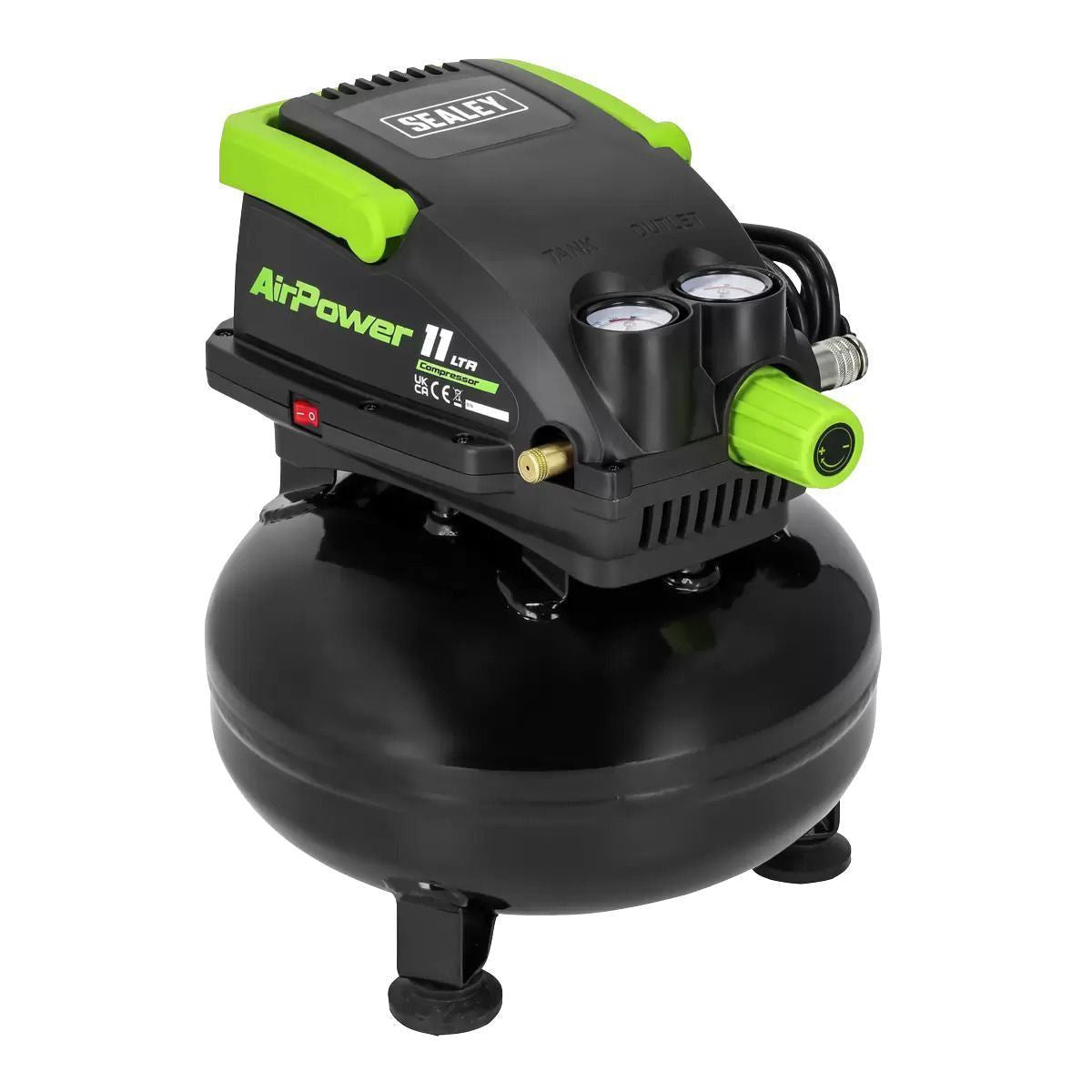 Sealey SAC1100 11L Oil-Free Air Compressor 0.5HP Direct Drive for Efficient, Low Maintenance Performance