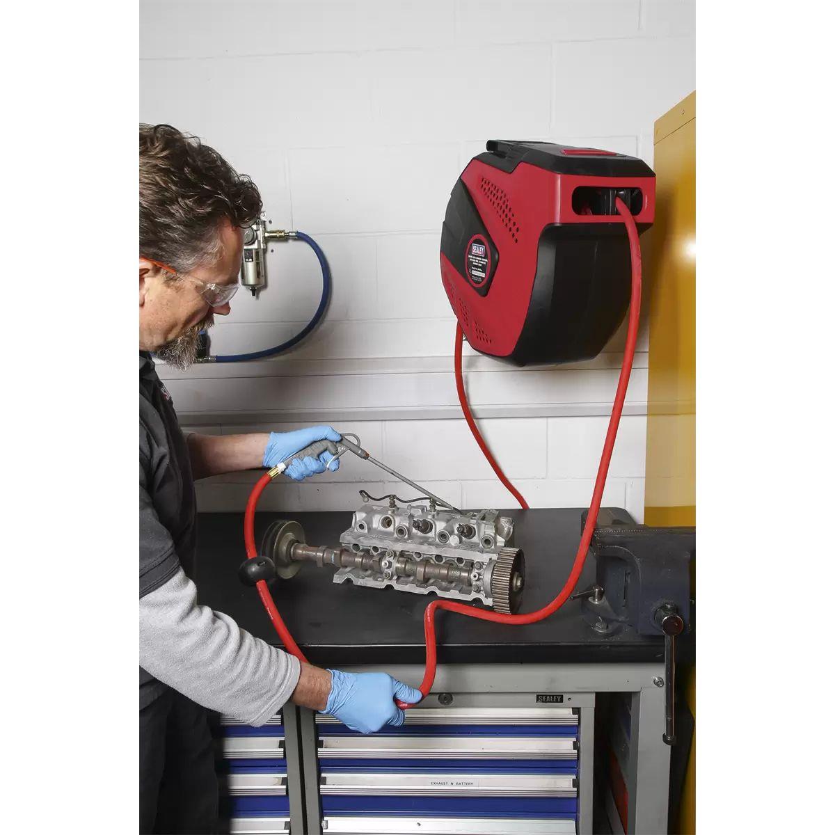 Sealey SA823 Auto Rewind Control Air Hose Reel 20mtr Ø10mm ID Rubber Hose