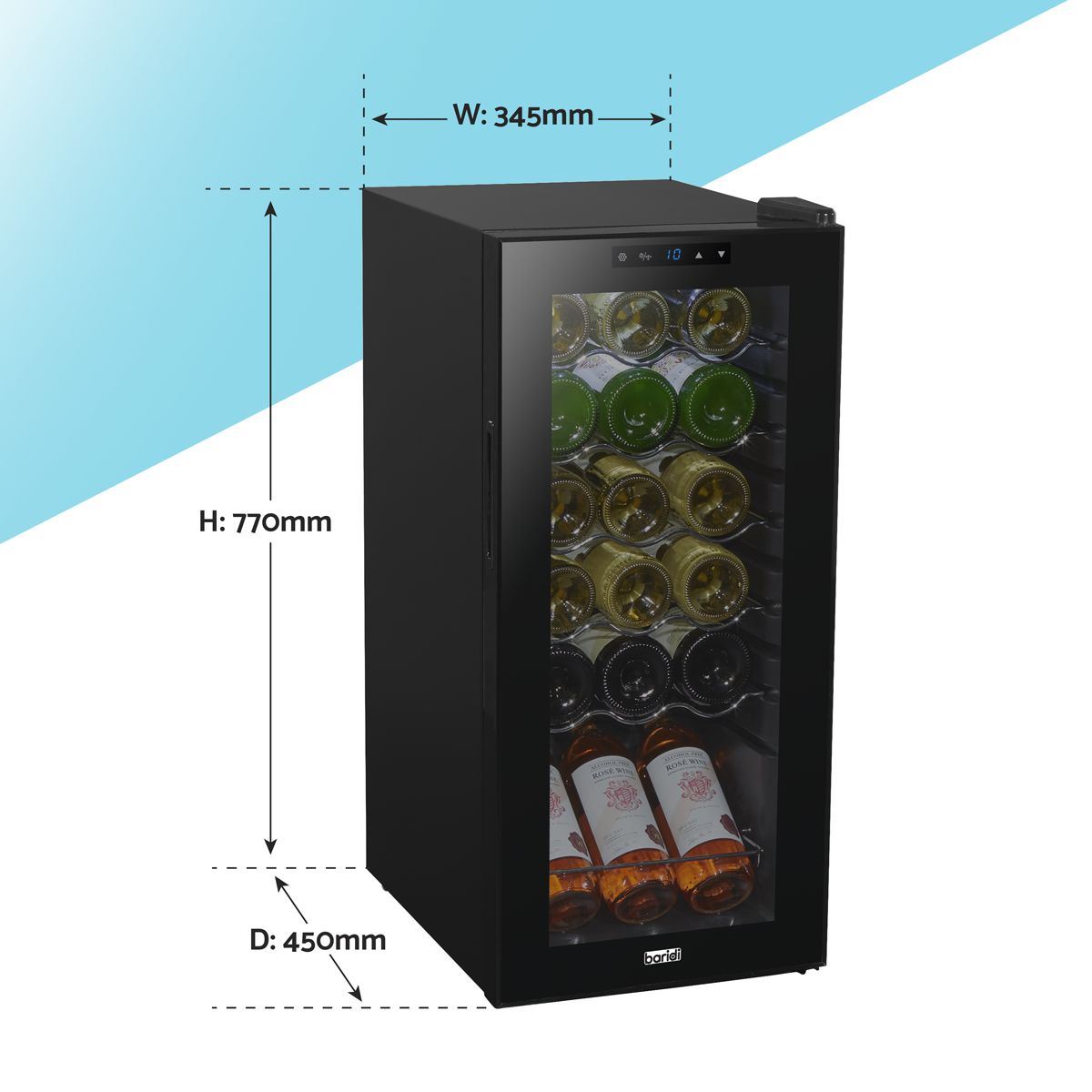 Sealey DH6 Baridi 18 Bottle Fridge & Cooler 50L Black 230V