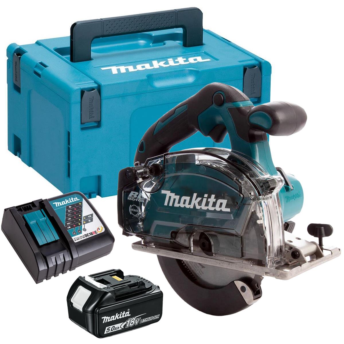 Makita DCS553ZJ 18V LXT Brushless Metal Saw With 1 x 5.0Ah Battery Charger & Case