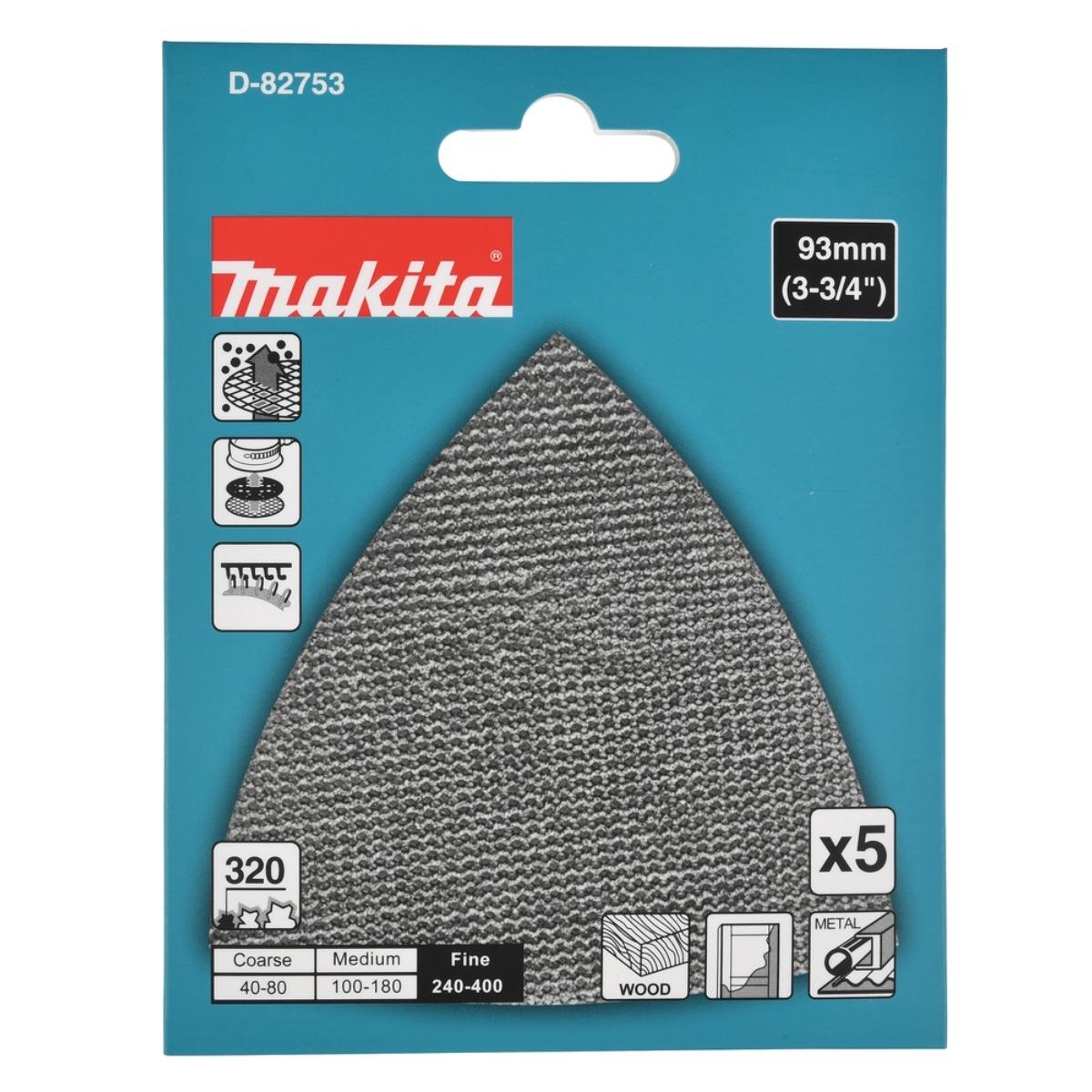Makita D-82753 Triangular Net Sanding Pad 93mm A320 Pack of 5