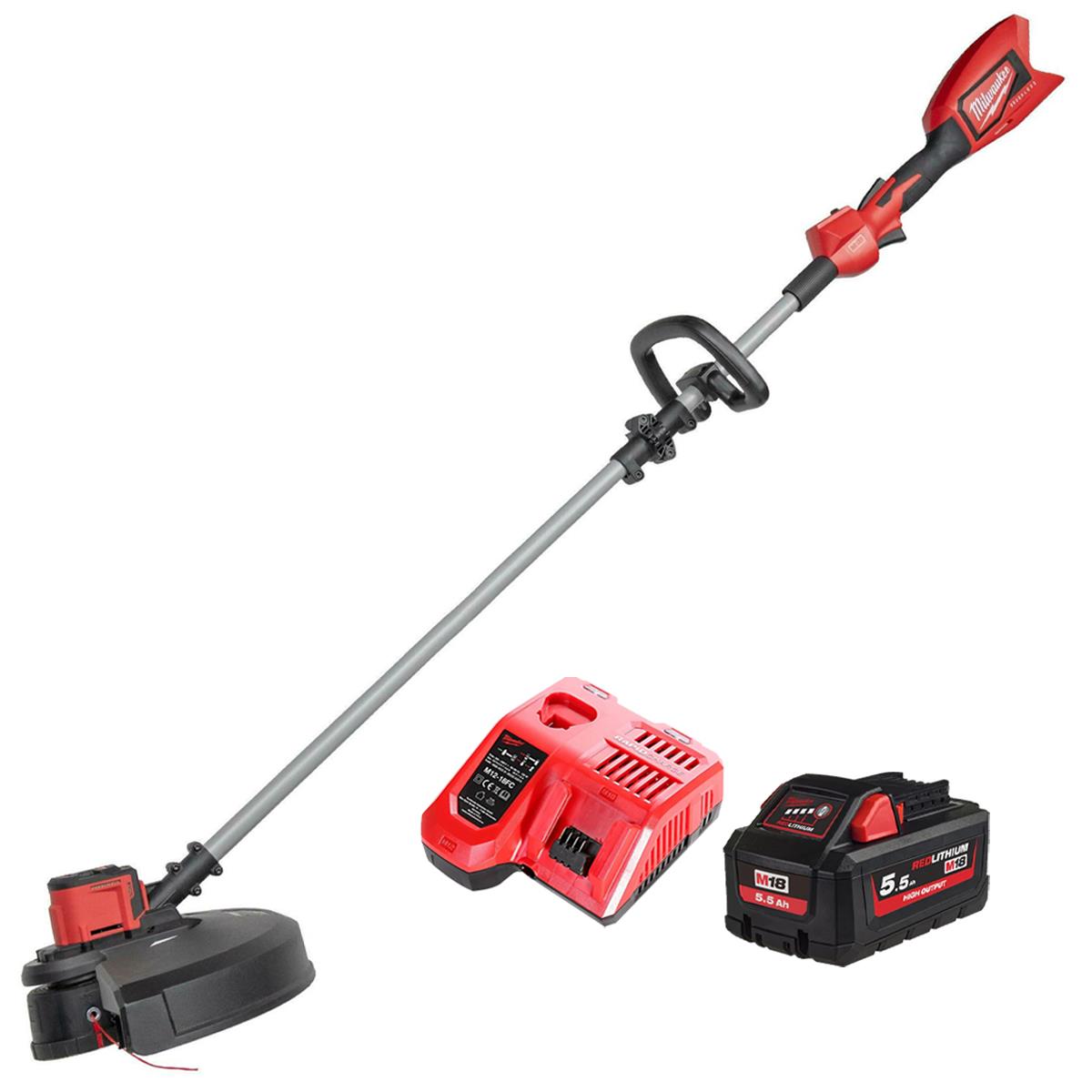 Milwaukee M18BLLT-0 18V Brushless Line Trimmer With 1 x 5.5Ah Battery & Charger