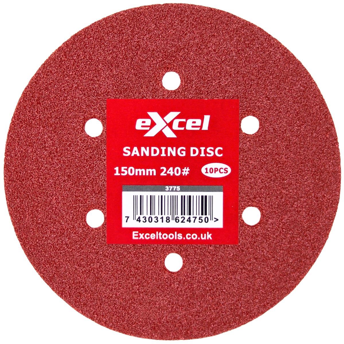 Excel 150mm Sanding Disc 240G Pack Of 10
