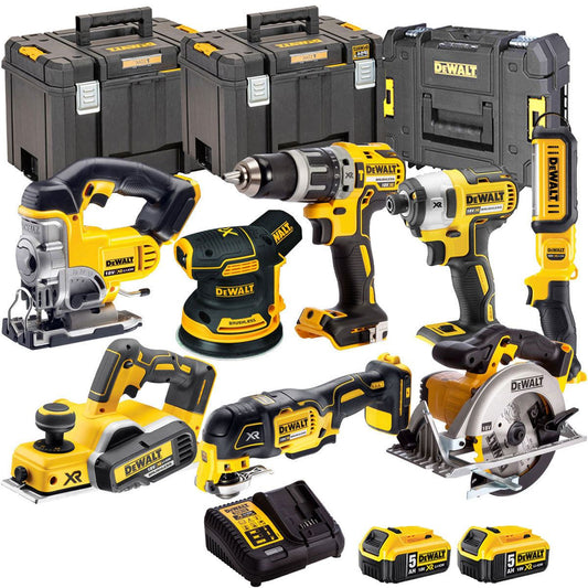Dewalt 18V 8 Piece Power Tool Kit with 2 x 5.0Ah Batteries T4TKIT-498