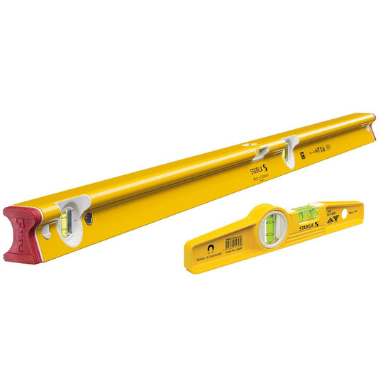 Stabila STB-R-120 1220mm / 48" R-Type Spirit Level 3 Vial - 18374 With 25cm Magnetic Rare Earth Torpedo Level