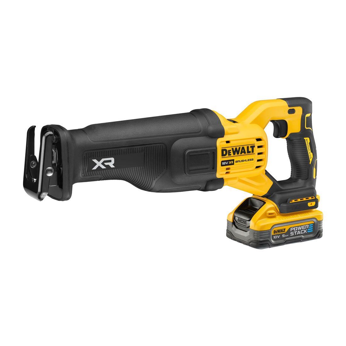 DeWalt DCS386H2T 18V XR Brushless Reciprocating Saw with 2 x 5.0Ah Battery Charger & Case