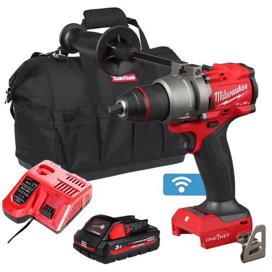 Milwaukee M18ONEPD3-0 18V Fuel One-Key Brushless Combi Drill with 1 x 3.0Ah Battery Charger & Bag