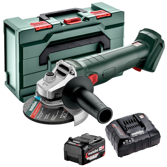 Metabo W 18 L 9-125 18V 125mm Angle Grinder with 1 x 4.0Ah Battery Charger & Metabox