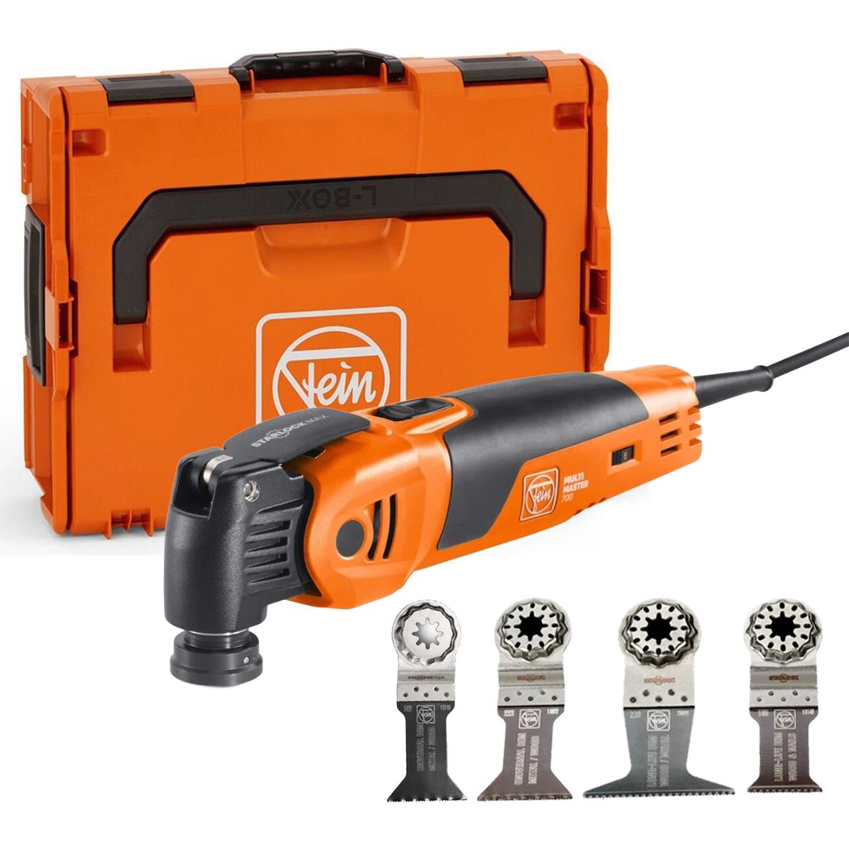 Fein MM 700 MAX STARLOCK MultiMaster Oscillating Multi-Tool In Case With 3 Piece Wood & Metal Cut Set